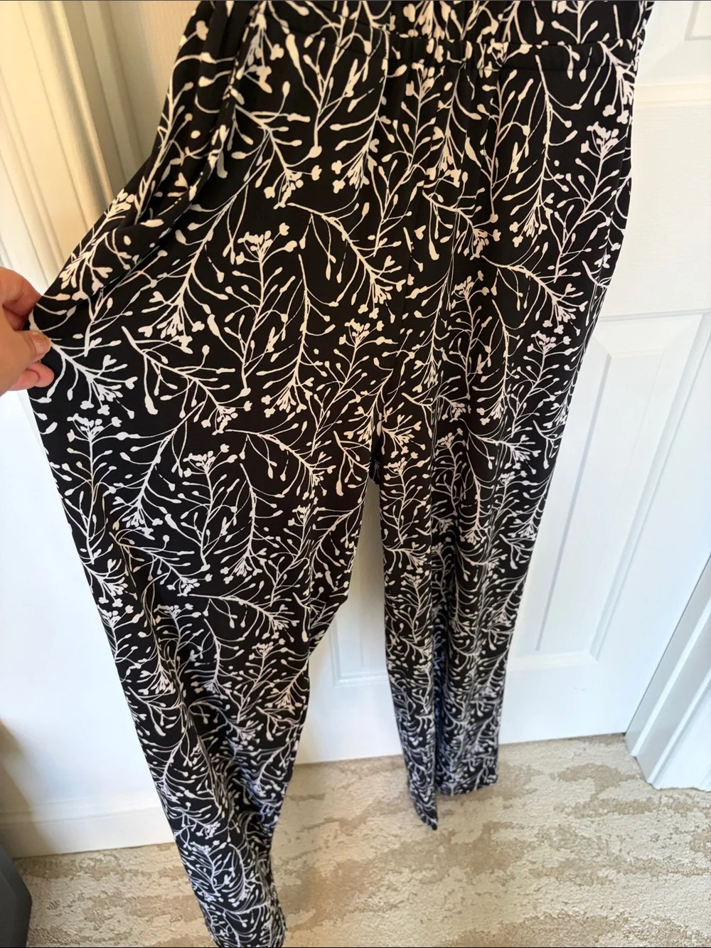 Black & White Floral Halter-like Jumpsuit